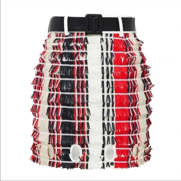 SELF PORTRAIT Striped Fringe Skirt Size 4 NWT - Picture 4 of 15